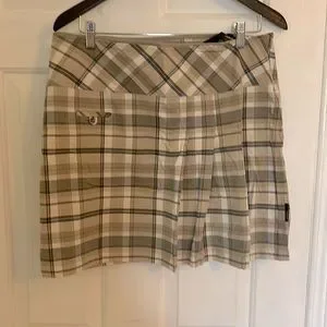 Green Plaid Pleated Skirt Mini Skirt